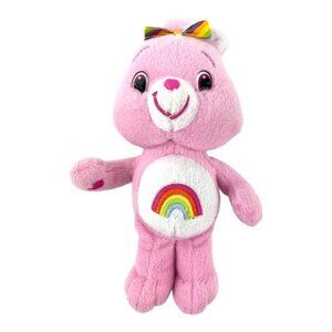 2007 Plush Care Bears Cheer Bear 8" Embroidery Rainbow Beanbag Stuffed Animal